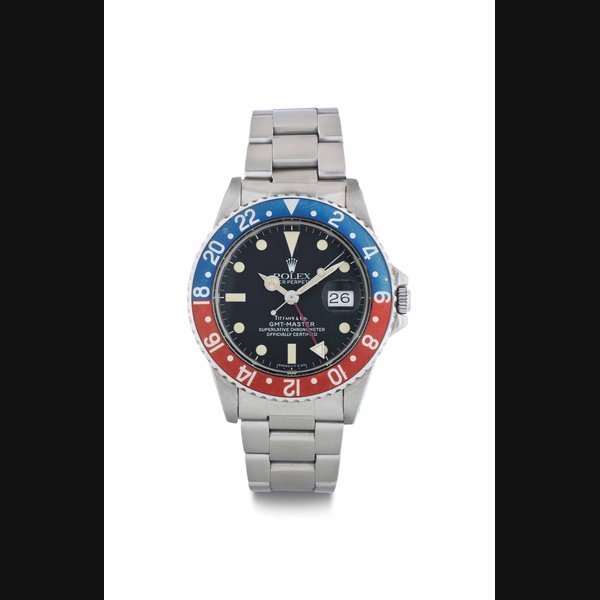 Rolex Rolex. A Stainless Steel Automatic Dual Time Wristwatch with Date, Center Seconds, and Bracelet SIGNED ROLEX, OYSTER PERPETUAL, RETAILED BY TIFFANY & CO., GMT-MASTER, REF. 16750, CASE NO. 7'478'632, CIRCA 1982 · 16750