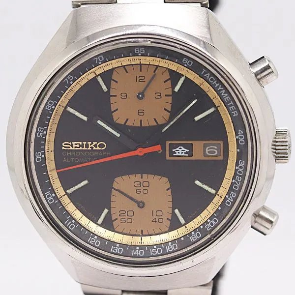 Seiko Chronograph 6139 7100 Automatic Black Gold Dial Men's Watch Ref. 6139-7100