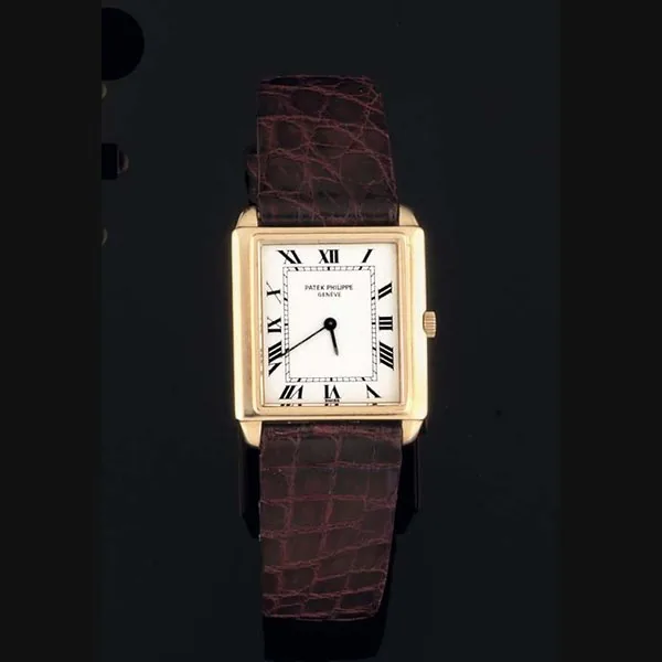 Patek Philippe. An 18ct Gold Rectangular Cased Wristwatch SIGNED PATEK PHILIPPE, CASE NO 2785515, MOVEMENT NO 1364997, REF 3671, CIRCA 1990