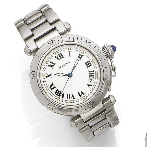 Cartier Cartier. A stainless steel automatic calendar bracelet watch Pasha, Case No.R40207563, Circa 2000