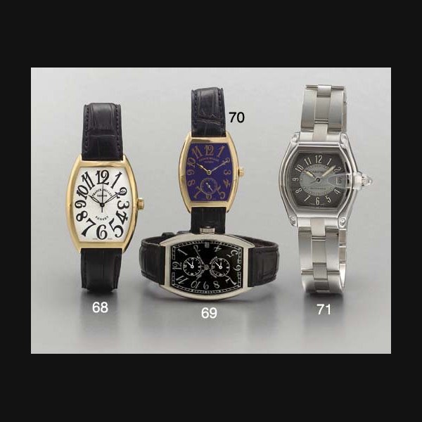 Franck Muller. An 18K pink gold tonneau-shaped wristwatch with enamel dial SIGNED FRANCK MULLER, GENEVE, NO. 08, REF. 7501 HS, CIRCA 1998