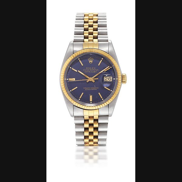 Rolex ROLEX, DATEJUST A STEEL AND GOLD AUTOMATIC WRISTWATCH WITH DATE AND BRACELET CASE NO. 8793677, REF. 16013, CIRCA 1985