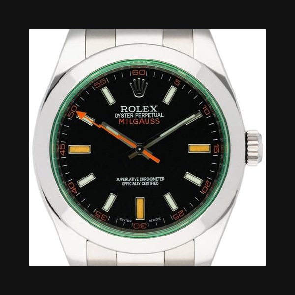 Rolex Milgauss116400GV Black Dial Mens Watch Box Papers