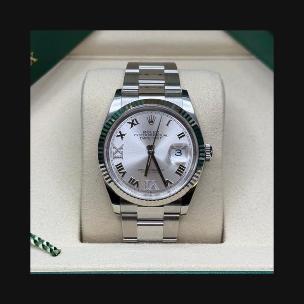 Rolex Datejust36 NEW 2025 Silver Roman Diamond Dial Stainless Steel Fluted Bezel Oyster Ref. 126234
