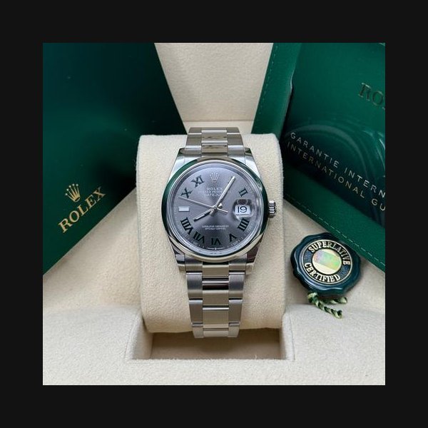 Rolex Rolex Datejust36 NEW 2024 Wimbledon Grey Green Roman Dial Stainless Steel Smooth Bezel Oyster