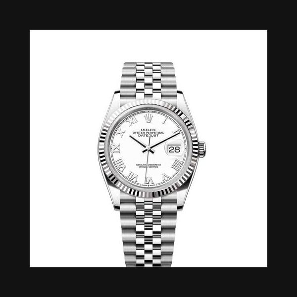 Rolex Rolex Datejust36 White Roman Dial Stainless Steel Fluted Bezel Jubilee Bracelet