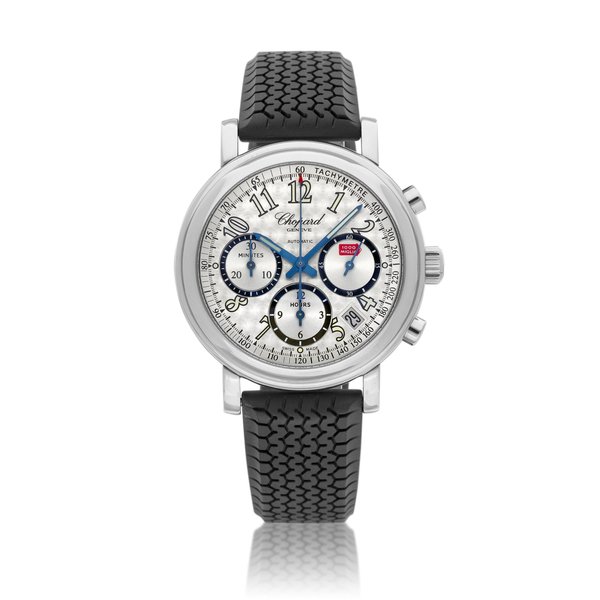 Chopard Mille Miglia, Reference 8331  |  A stainless steel chronograph wristwatch with date, Circa 2003  |   蕭邦  |  Mille Miglia 型號8331 |  精鋼計時腕錶，備日期顯示，約2003年製