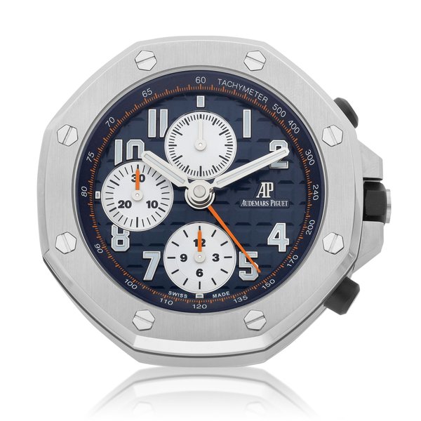 Audemars Piguet Royal Oak Offshore  | A stainless steel alarm desk clock, Circa 2017  |  愛彼  | 皇家橡樹離岸型系列  | 精鋼鬧鐘，約2017年製
