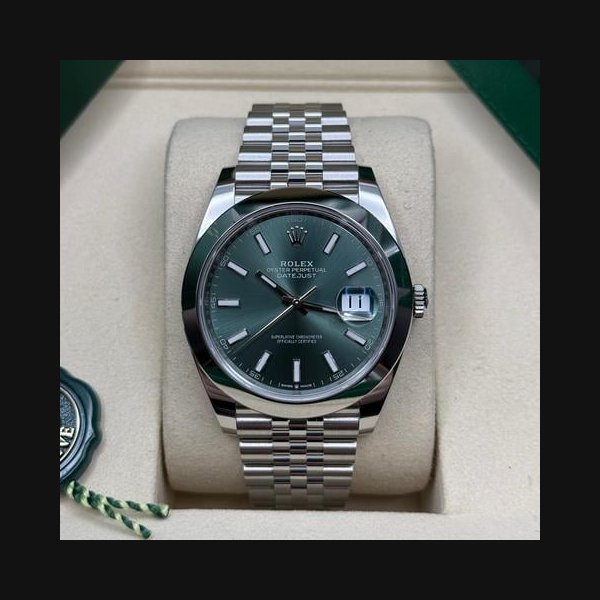 Rolex Datejust41 NEW 2026 Mint Green Index Dial Stainless Steel Smooth Bezel Jubilee Bracelet Ref. 126300