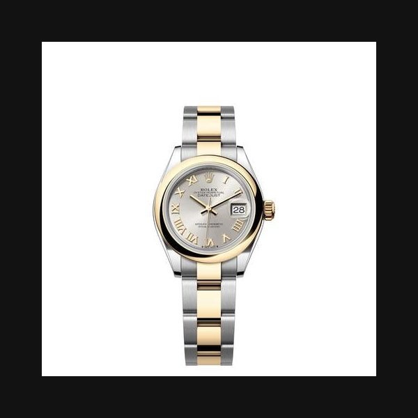 Rolex Rolex Lady-DatejustSilver Roman Dial TwoTone Yellow Gold Smooth Bezel Oyster Bracelet