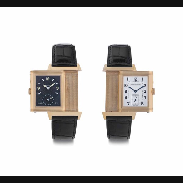 Jaeger-Lecoultre Jaeger-LeCoultre. An 18k Pink Gold Reversible Double-Dialed Wristwatch with Second Time Zone and 24-Hour Display SIGNED JAEGER-LECOULTRE, REVERSO DUOFACE DAY-NIGHT, REF. 270.2.54, CASE NO. 1'849'214, CIRCA 1998