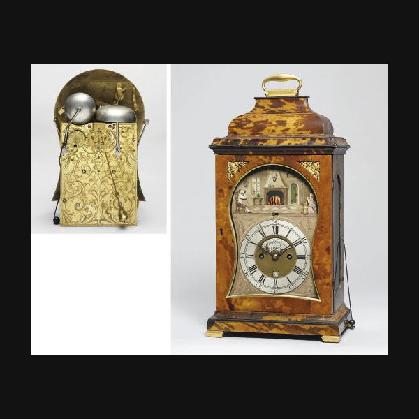 A George III tortoiseshell and brass-mounted striking and automaton table clock with pull quarter repeat CHRISTOPHER PINCHBECK SENIOR, LONDON. CIRCA 1770 AND LATER