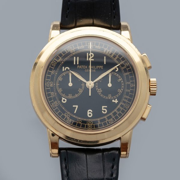 Patek Philippe PATEK PHILIPPE CHRONOGRAPH 5070J-001 BLACK DIAL 18K YG BOX AND PAPERS 