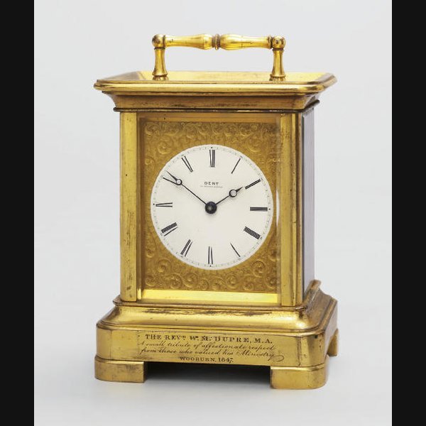  A Victorian giant gilt-brass eight day carriage timepiece E.J. DENT, LONDON, NO.580. MID 19TH CENTURY