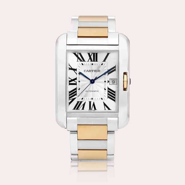 Cartier Tank Anglaise, Reference 3507 | A pink gold and stainless steel wristwatch with date and bracelet, Circa 2014 | 卡地亞 | Tank Anglaise 型號3507 | 粉紅金及精鋼鏈帶腕錶，備日期顯示， 約2014年製 · 3507