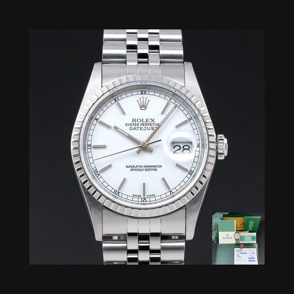 Rolex Rolex Datejust16220 36mm 2002 Steel White dial Fullset 1y warranty