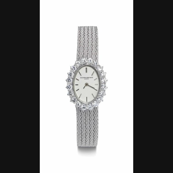 Vacheron Constantin Vacheron Constantin. A Lady's 18k White Gold and Diamond-Set Oval Bracelet Watch SIGNED VACHERON CONSTANTIN, GENÈVE, MOVEMENT NO. 604'067, MANUFACTURED IN 1969