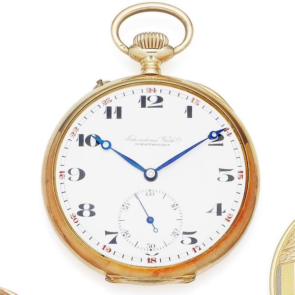 International Watch Company. A 14K gold keyless wind open face pocket watch Case No.837614, Movement No.811192 H5, Circa 1924