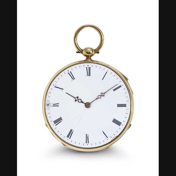 D. Névir. An 18k Gold Openface Quarter Repeating Keywound Pocket Watch SIGNED D. NÉVIR, NO. 6763, CIRCA 1840