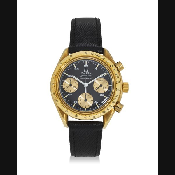 Omega OMEGA, REF. 175.0033, SPEEDMASTER REDUCED, AN 18K YELLOW GOLD CHRONOGRAPH WRISTWATCH WITH BLACK DIAL