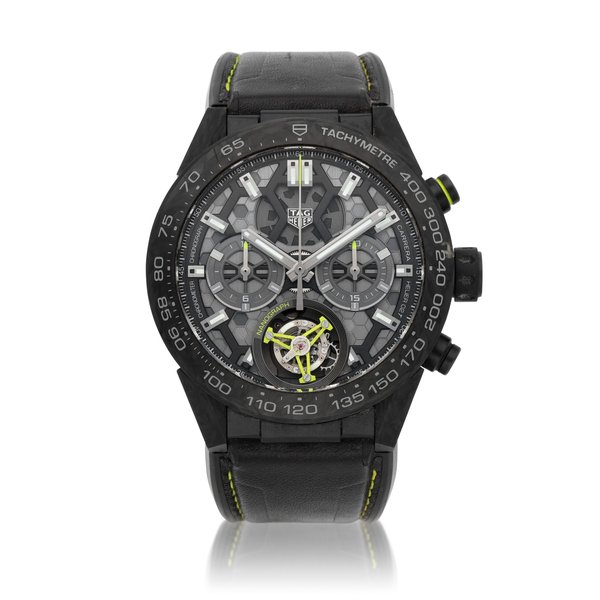 Heuer Carrera Tourbillon Nanograph, ref. CAR5A8K | A limited edition titanium toubillon chronograph wristwatch | Circa 2019 · CAR5A8K
