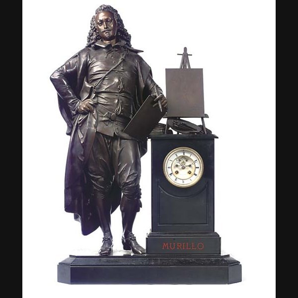 A Napoleon III large bronze and marmo nero Belgio striking mantel clock, circa 1870
