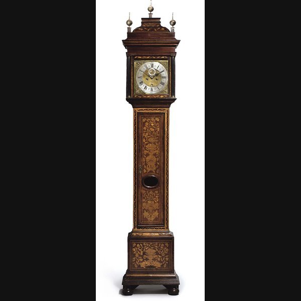 An English Walnut An English walnut, floral marquetry and mahogany eight day longcase clock THE MOVEMENT AND DIAL CIRCA 1710; CASE 19TH CENTURY