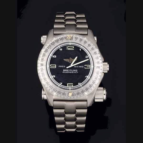 Breitling Breitling. A Titanium Multi-Function Wristwatch with Emergency Transmitter with digital display for Alarm,day,date, Chronograph, countdown and second Time Zone on matching Bracelet SIGNED BREITLING, EMERGENCY, E56121, CIRCA 2000