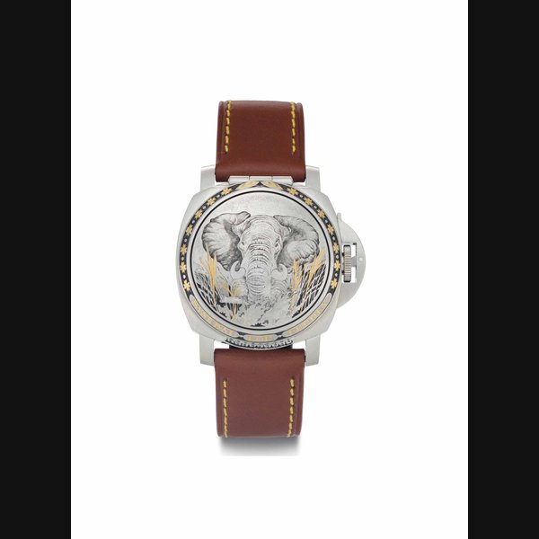 Panerai. A Fine Limited Edition Stainless Steel Automatic Wristwatch with Concealed Dial and Date SIGNED PANERAI, LUMINOR, SEALAND, PANERAI FOR PURDEY, ELEPHANT MODEL, NO. J012/100, CASE NO. BB1172926, REF. OP 6638, PAM 00832, CIRCA 2007