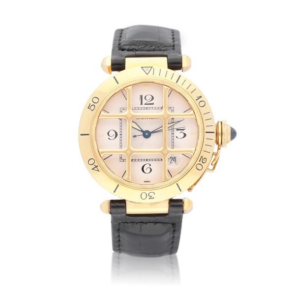 Cartier Pasha Grille, Ref. 10211 Yellow gold wristwatch with date Circa 2006