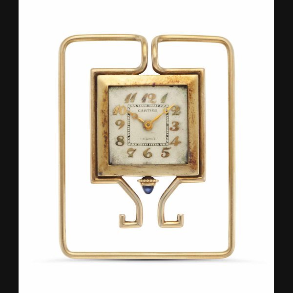 Cartier Cartier. A 14k Gold Art Deco Money Clip with Watch SIGNED CARTIER, FRANCE, MOVEMENT SIGNED EUROPEAN WATCH AND CLOCK COMPANY, CIRCA 1930