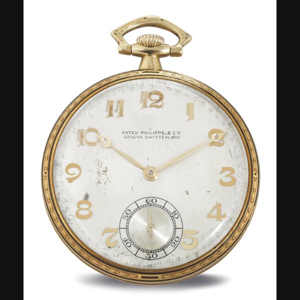 PATEK PHILIPPE. AN 18K GOLD AND ENAMEL OPENFACE KEYLESS LEVER DRESS WATCH SIGNED PATEK PHILIPPE & CIE, GENEVA, RETAILED BY CARTER BROTHERS CO. PORTLAND, MAINE, MOVEMENT NO. 808662, CASE NO. 410093, MANUFACTURED IN 1924