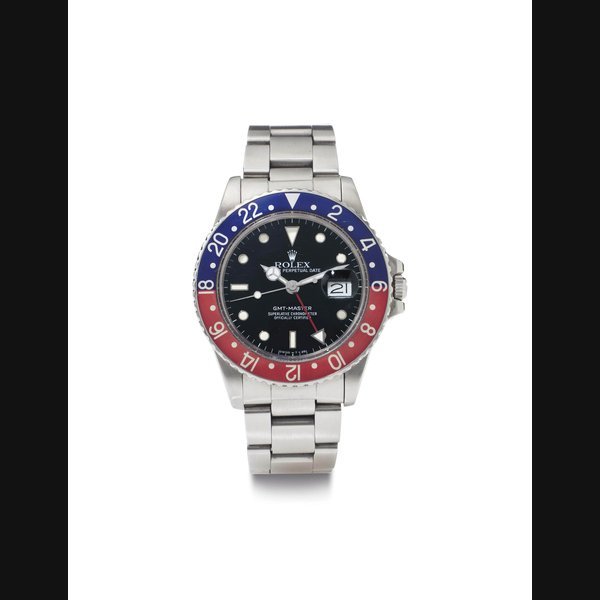 Rolex Rolex. A Fine Stainless Steel Automatic Dual Time Wristwatch with Date, Center Seconds, Bracelet, Original Certificate and Box SIGNED ROLEX, OYSTER PERPETUAL, GMT-MASTER, SUPERLATIVE CHRONOMETER OFFICIALLY CERTIFIED, REF. 16750, CASE NO. 8'669'507, CIRCA 1984 · 16750