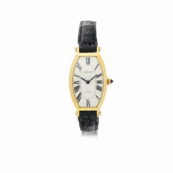 Cartier Tonneau  A yellow gold wristwatch, Circa 1990