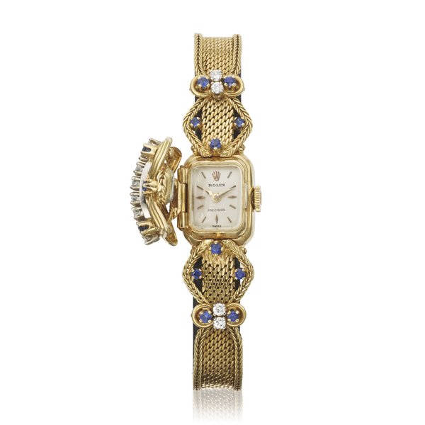 ROLEX, YELLOW GOLD AND DIAMOND-SET PRECISION BRACELET WATCH WITH CONCEALED DIAL, THE CASE BY C. BUCHERER