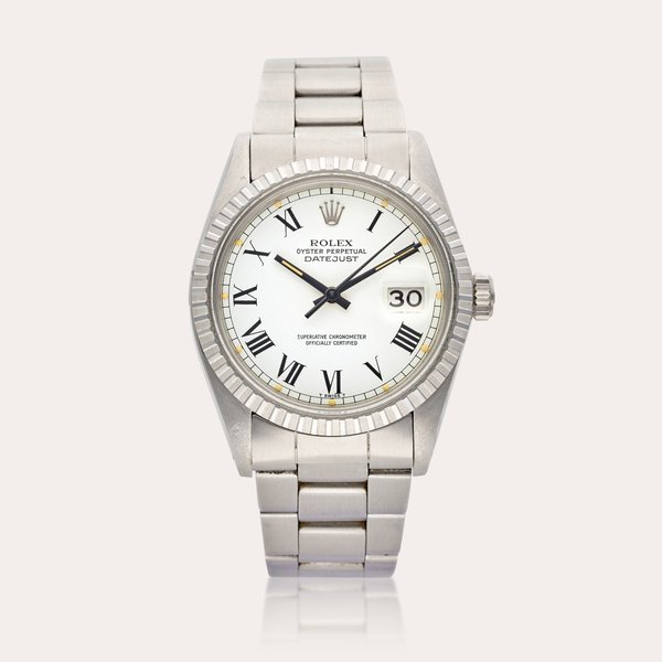 Rolex Reference 16030 Datejust | A stainless steel automatic wristwatch with date, bracelet, and Buckley dial, Circa 1981 · 16030