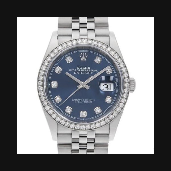Rolex Datejust36 10P diamond 126284RBR blue 5 row jubilee bracelet Random Number USED mens