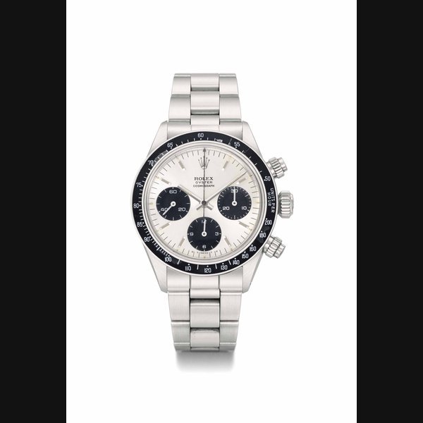 Rolex Rolex. A very rare and attractive stainless steel chronograph wristwatch with bracelet, original certificate and box, made for the Peruvian Airforce SIGNED ROLEX, OYSTER COSMOGRAPH, REF. 6263, CASE NO. 4'049'245, MANUFACTURED IN 1975