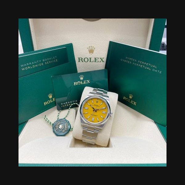 Rolex Rolex Oyster PerpetualUNWORN Oyster Perpetual 41mm 124300 Yellow Dial Stainless Steel Oyster Bracelet