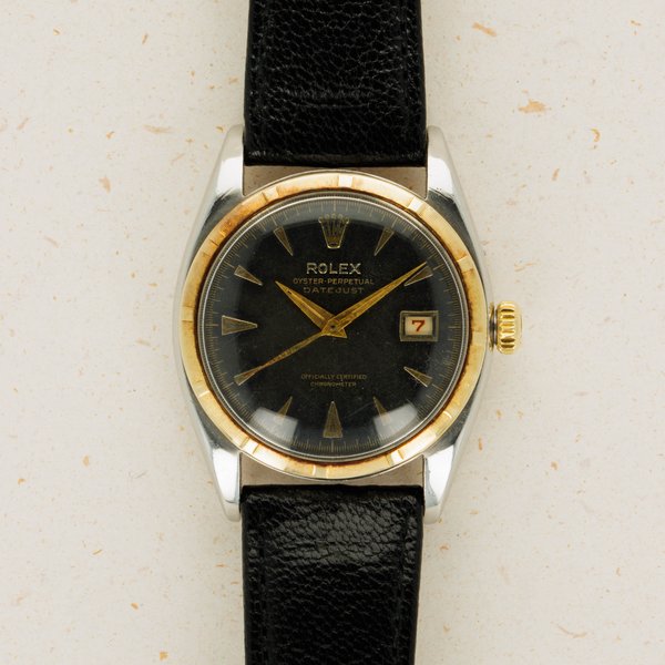 Rolex Rolex Datejust Ovettone 6105 Two-Tone Black Gilt Dial · 6105