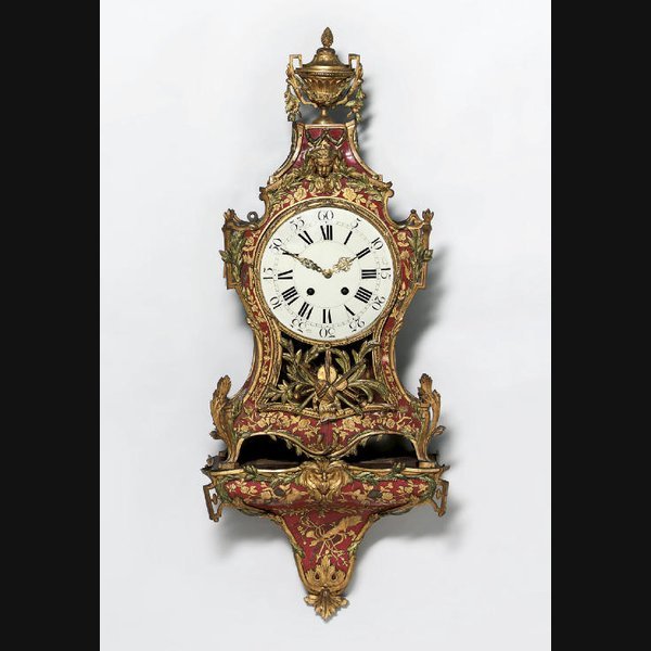  A Louis XV Swiss ormolu-mounted and foliate cut brass inlaid striking eight day bracket clock, on wall bracket CIRCA 1770