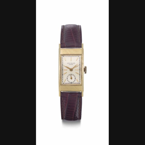 Patek Philippe. An 18k Gold Rectangular Wristwatch SIGNED PATEK PHILIPPE, GENEVE, REF. 425, MOVEMENT NO. 971'158, CASE NO. 654'697, MANUFACTURED IN 1948