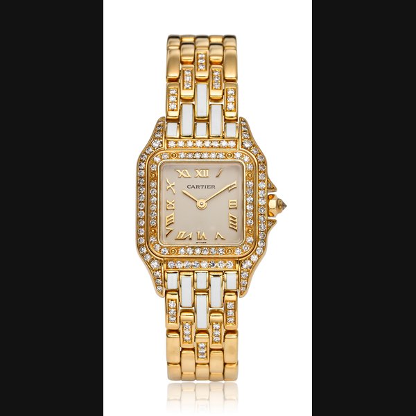 CARTIER “PANTHERE”, A LADY’S 18K YELLOW GOLD AND DIAMOND-SET WRISTWATCH