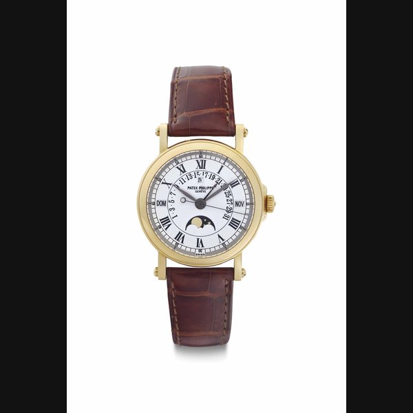 Patek Philippe. An 18k Gold Automatic Perpetual Calendar Wristwatch With Retrograde Date and Moon Phases SIGNED PATEK PHILIPPE, GENÈVE, REF. 5059J, MOVEMENT NO. 3'236'639, CASE NO. 4'259'579, MANUFACTURED IN 2004