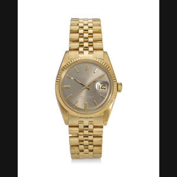 ROLEX, REF. 1601, DATEJUST, A VERY FINE AND ATTRACTIVE 18K YELLOW GOLD WRISTWATCH WITH DATE