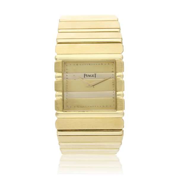 Piaget Reference 7131 C 701 Polo  A yellow gold square shaped bracelet watch, Circa 1985