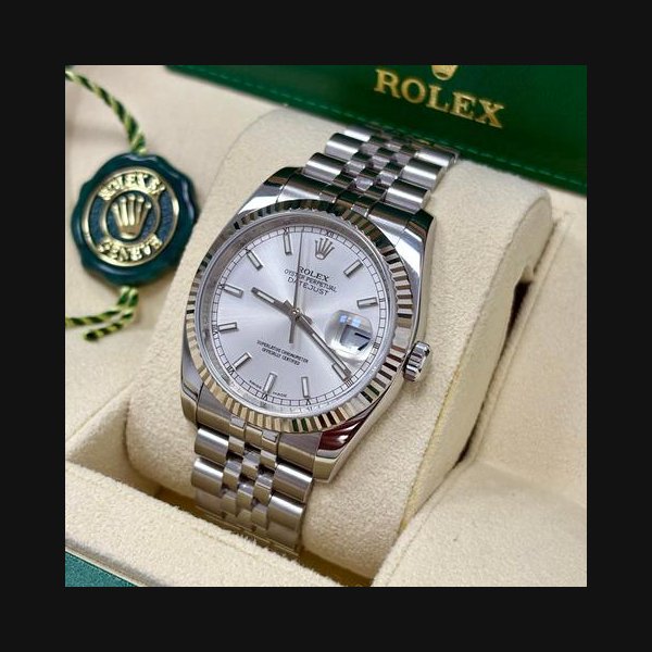 Rolex Datejust36 116234 Silver Stick Dial Jubilee band + Box