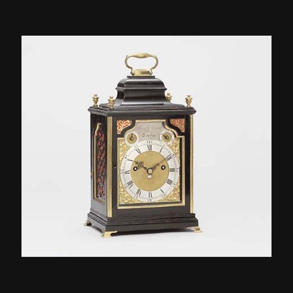 A George III small ebonised striking table clock ALLAM & CLEMENTS, LONDON. CIRCA 1770
