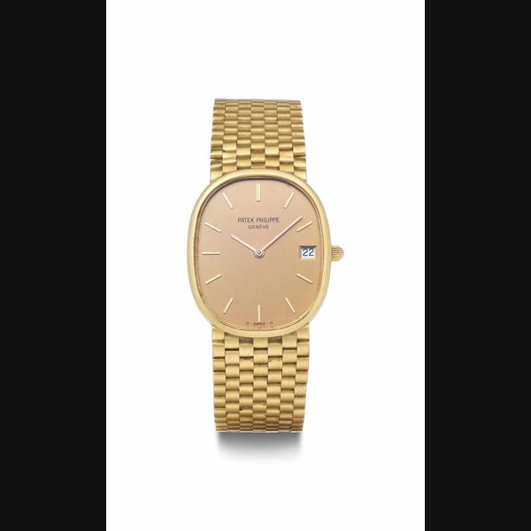 Patek Philippe. An 18k Gold Watch with Date and Bracelet SIGNED PATEK PHILIPPE, GENEVE, REF. 3788/3, MOVEMENT NO. 1'580'373, CASE NO. 2'817'232, MANUFACTURED IN 1984