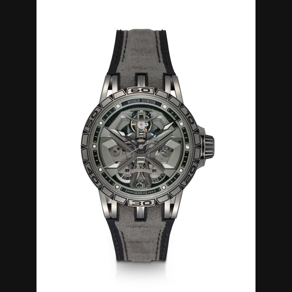 ROGER DUBUIS, EXCALIBUR MONOBALANCIER HURACAN REF. DBEX0748, AN ATTRACTIVE TITANIUM SEMI-SKELETONISED AUTOMATIC WRISTWATCH CASE NUMBER: 90390 M303NN, MOVEMENT NUMBER: 2017